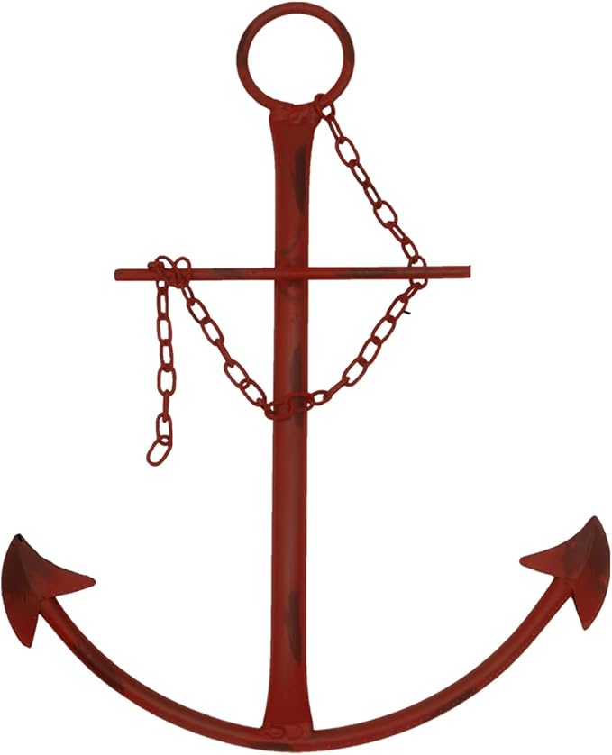 Fleecy day Nautical Anchor Wall Decor, 13in Antique Metal Anchor Art, Vintage Wall Hanging Decor for Bedroom, Living Room, Dorm