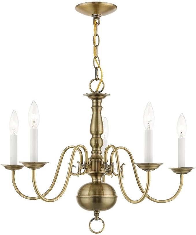 Livex Lighting 5005-02 Williamsburgh 5 Light Polished Brass Chandelier