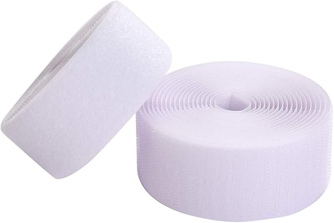 Sew on Hook and Loop Style 2 Inch Non-Adhesive Back Nylon Strips Fabric Fastener Non-Adhesive Interlocking Tape White,5 Yard