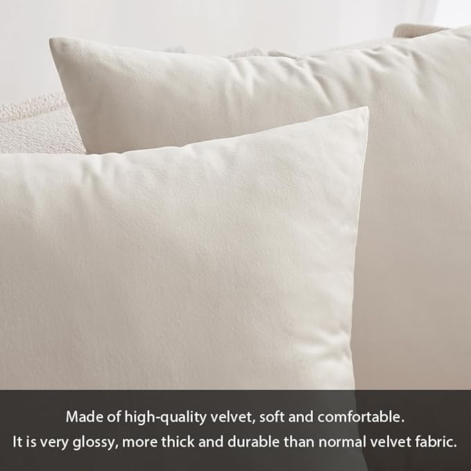 MIULEE Pack of 2 Velvet Soft Solid Decorative Square Throw Pillow Covers Set Christmas Cushion Case for Spring Couch Sofa Bedroom Car 12x20 Inch 30x50 cm Cream White