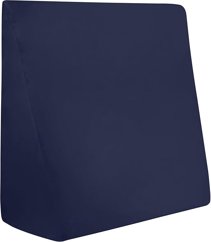 CirclesHome Wedge Pillow Cover 100% Cotton, Zippered Wedge Pillow Case Protector, Soft, Hypoallergenic & Breathable - Navy, (24Wx25Lx12)