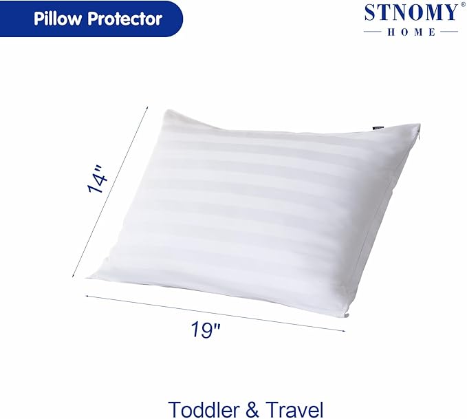 Premium Cotton Pillow Protectors with Zipper Durable Soft Breathable Pillow Cover Toddler & Travel Pillow Size 2 Pack