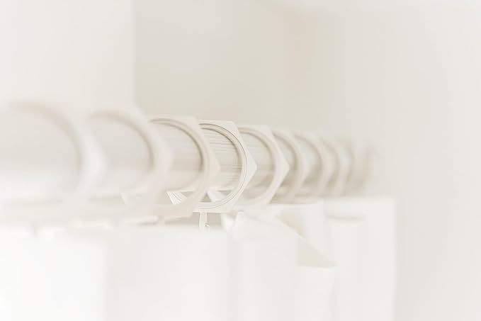 BlastHome® Luxury Curtain Rings - Premium Metal with Quiet, Smooth Nylon Inserts - Pinhooks and Clips Included - 1 1/2" Inside Diameter - 9 Rings for One Standard Curtain - Brushed White