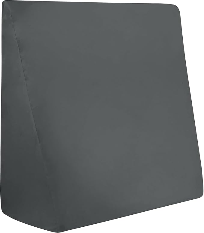 CirclesHome Wedge Pillow Cover 100% Cotton, Zippered Wedge Pillow Case Protector, Soft, Hypoallergenic & Breathable -Dark Grey, (24Wx25Lx12)