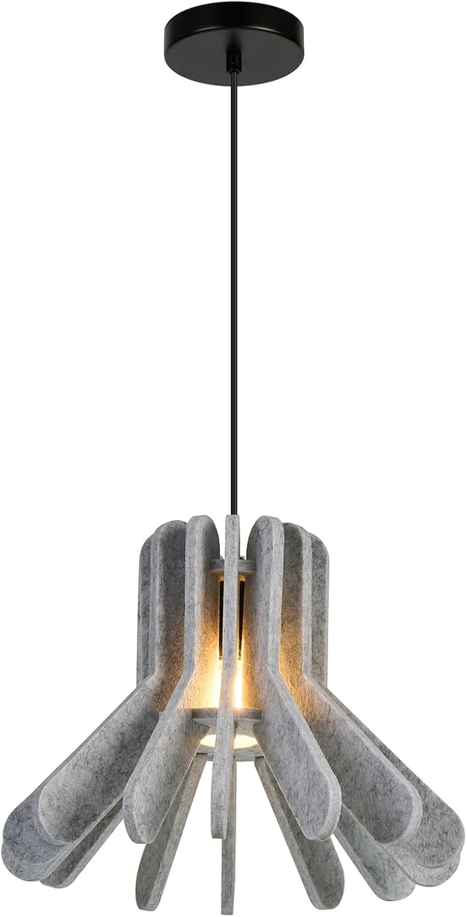 Pendant Light with Felt Lampshade, Modern Hanging Lamp Fixture, DIY Acoustic Pendant Light Chandeliers for Kitchen Island, Living Room, Dining Room, Bedroom, Office (D13.7"x10.2")