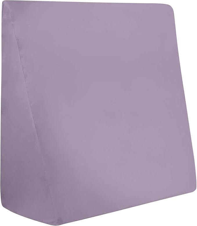 CirclesHome Wedge Pillow Cover 100% Cotton, Zippered Wedge Pillow Case Protector, Soft, Hypoallergenic & Breathable , Lavender, (25Wx26Lx7.5)