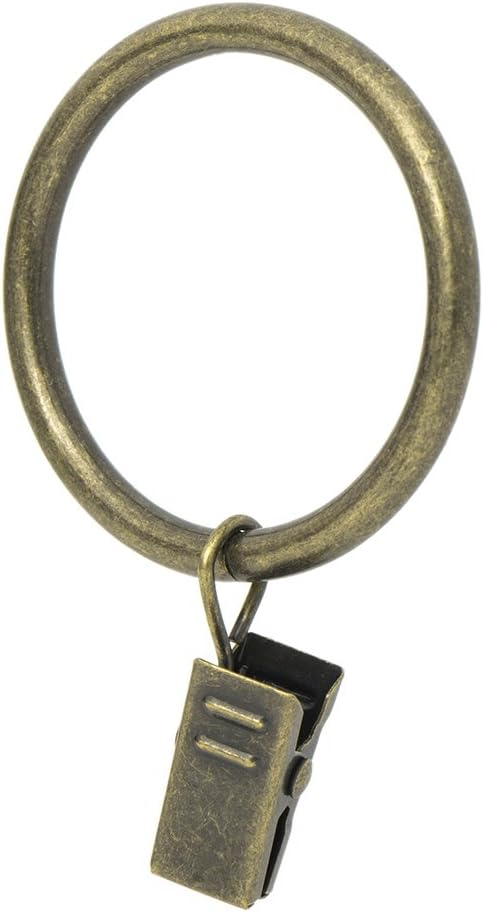 Ivilon Drapery Curtain Clip Rings - Clips Ring for Curtain Panels 1.7", Set of 14 - Antique Brass