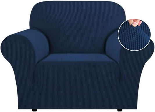 Flamingo P High Stretch Sofa Slipcover Non Slip Armchair Cover for Living Room Washable Pet Furniture Protector Covers with Elastic Bottom, Thick Jacquard Fabric (Small, Navy)