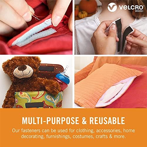 Velcro Brand Sew on Tape 5ft x 3/4 in for Fabrics Clothing and Crafts, Substitute for Snaps and Buttons, Cut Strips to Length, White