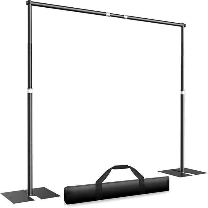 Pipe and Drape Backdrop Stand Kit 10x10ft, Heavy Duty Back Drop Adjustable Stand with Carry Bag, Metal Background Frame for Parties Wedding Birthday Decoration Photography Photo Booth Video