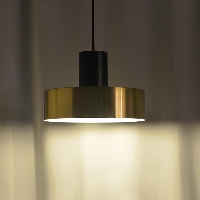 DUHU Gold Pendant Lights for Kitchen Island,Industrial Black Wood Island Light with Metal Lampshade 11.8inch,Brass Hanging Pendant Light Fixture for Bedroom,Bar,Dinning Table,E26,Height Adjustable