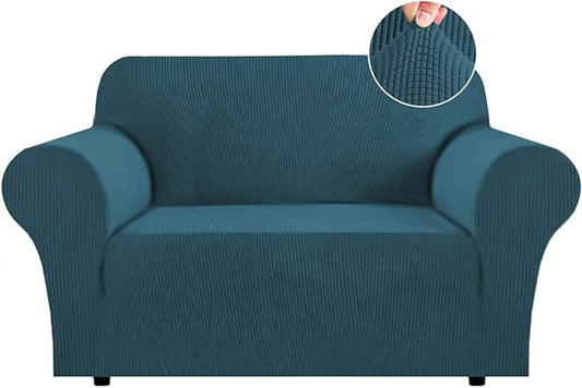 Flamingo P High Stretch Sofa Slipcover Non Slip Loveseat Covers for 2 Cushion Couch Washable Pet Furniture Protector Covers with Elastic Bottom, Thick Jacquard Fabric (Medium, Deep Teal)