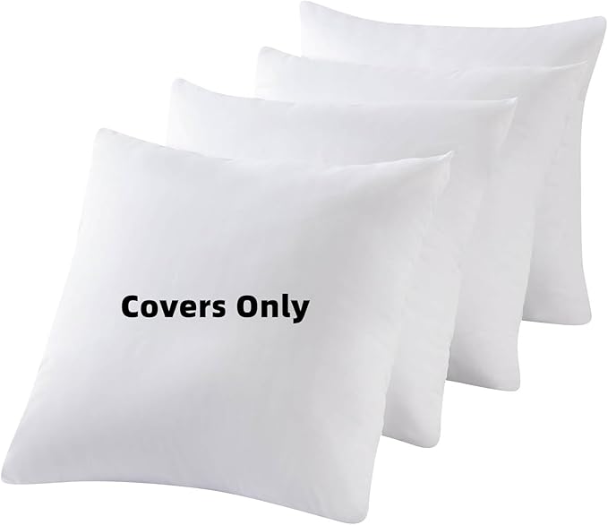 4 Pack Waterproof Down Feather Proof Pillow Protectors with Zipper 20x20 Zippered Pillow Covers for Square Throw Pillow