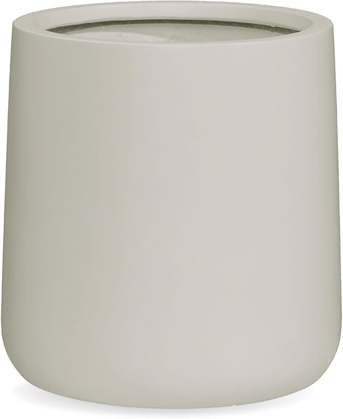 13" H x 12.6" D Conico Fiberstone Round Planter - Christmas Tree Planter, Smooth Finishes, Weather Resistant for Indoor and Outdoor Use, Included 2 Extra Coco Mats (Taupe, 10" Pot Opening)