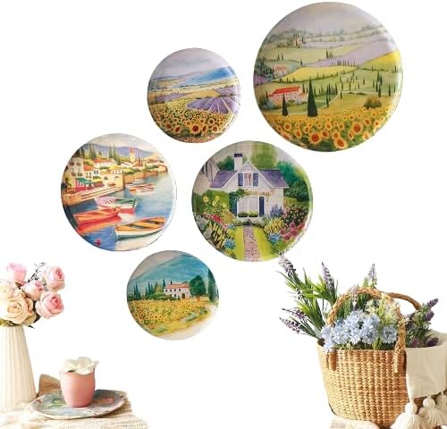 RITUALISTIC Tuscany Iron Wall Art Plates – Set of 5 Decorative Plates | European-Inspired Metal Wall Decor | Rustic Wall Hanging for Living Room, Kitchen & Home Interiors | Christmas gifts
