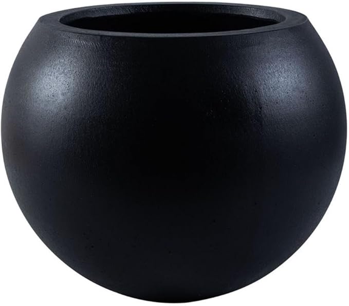 SAFAVIEH Outdoor Collection Kenslia Black Concrete Planter (Fully Assembled)