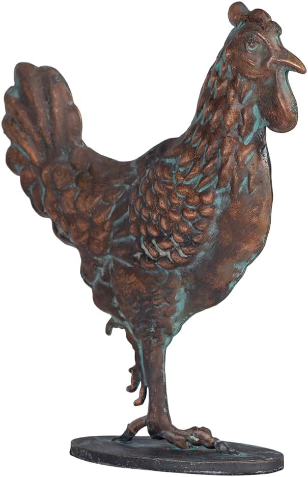 Metal Rooster Statue Table Art Sculpture Antique Copper Vintage Chicken Table Decor Rustic Country Rooster Figurine Tabletop Decoration Gifts for Home Kitchen Office Hotel Countertop Ornament