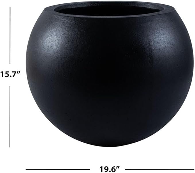 SAFAVIEH Outdoor Collection Kenslia Black Concrete Planter (Fully Assembled)