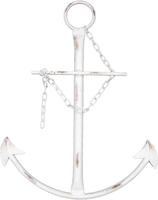Nautical Anchor Art, Vintage Metal Anchor With Chain, 13in Decor for Bedroom, Living Room, Dorm