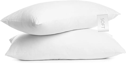 Digital Decor 100% Cotton Luxury Hotel Pillows Queen Size Set of 2, Cooling Down Alternative Bed Pillows for Sleeping, Hypoallergenic Soft Pillows for Side & Back Sleepers, Made in USA, 30" x 20"