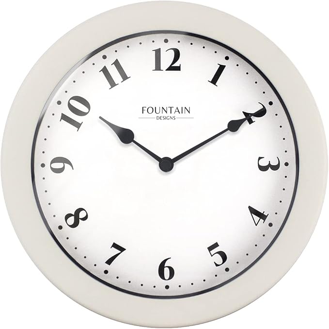 8.26" Nordic Indoor/Outdoor Clock, Waterproof & Dustproof, Modern Style, Snowberry White Color (Qualified for Bathroom and All Outdoor Area)