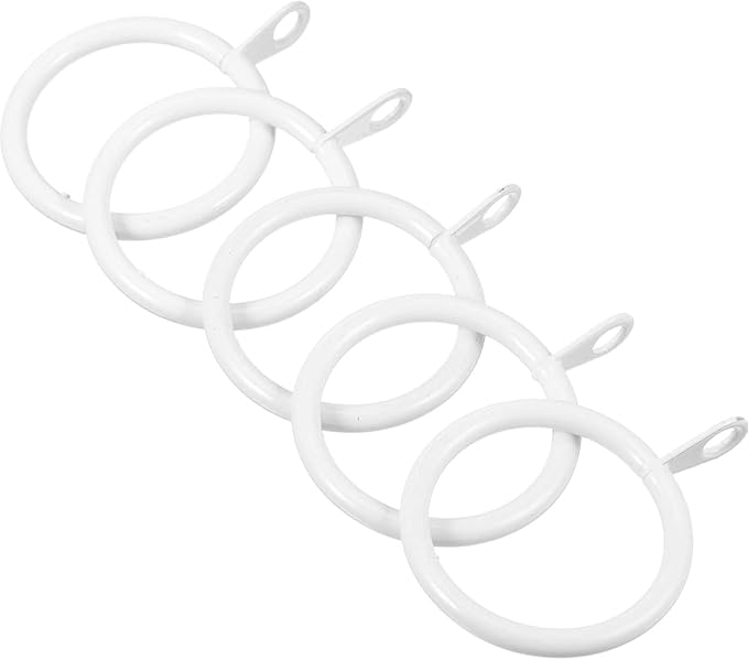 Shappy 40 Pack Metal Drapery Curtain Rod Rings with Eyelets Internal Diameter 0.98in Fits up to 0.7in Rod Hanging Drape Sliding Eyelet White Rings for Window Door Shower Bathroom