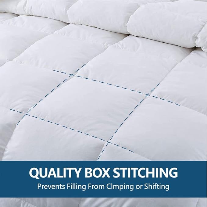Cozynight Down Alternative Comforter Super King Comforters Duvet Insert with Corner Tabs-Breathable-Box Stitched Reversible Comforter (White, 120"x120")