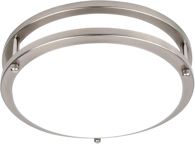 Hlite 24W 10inch LED Flush Mount Ceiling Light Fixture,1600LM Super Bright Light Fixture Ceiling Mount,LED Ceiling Light Flush Mount for Bedroom,Kitchen,Bathroom,5000K Daylight White,Nickel (1Pack)