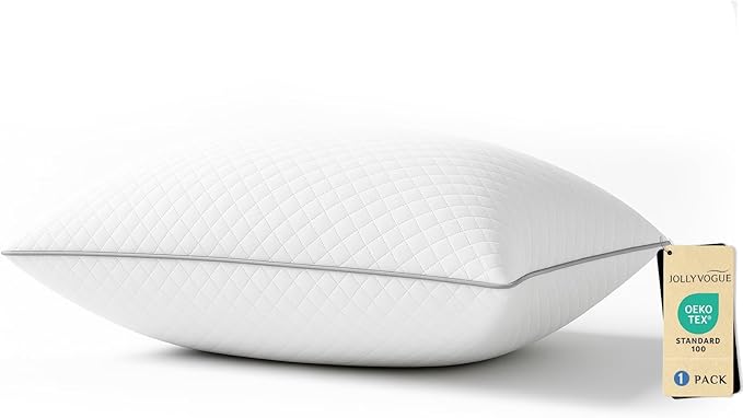JOLLYVOGUE King Size Pillows, Oeko-Tex Certified Bed Pillows for Side, Back, and Stomach Sleepers - Medium Support Down Alternative Filling, Machine-Washable