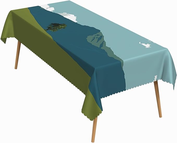 70x120 Inch Nature Rectangular Tablecloth Mountain Tree Sky Fairy Landscape Table Cloth Waterproof Durable Table Cover for BBQ Picnic Indoor Gaming Room Decor