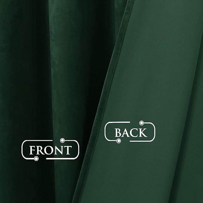 StangH Dark Green Velvet Curtains - Room Darkening Window Curtain for Bedroom, Privacy Panels for Kids Super Soft Chic Home Decoration for Christmas/Closet, W52 x L84, 2 Panels