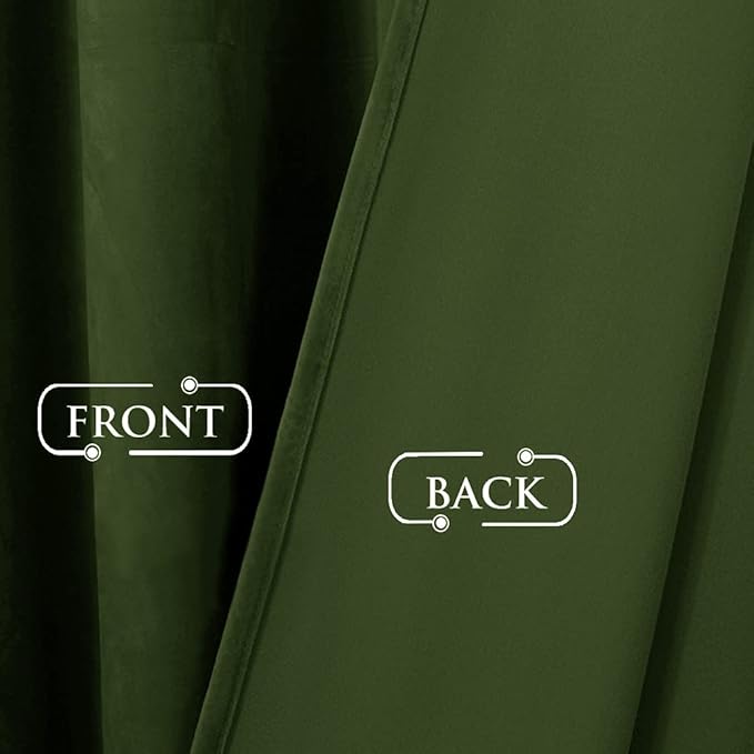 StangH Moss Green Velvet Curtains 102 inches Long 2 Panels Set, Solid Green Curtains & Drapes Room Darkening for Bedroom Decorative Backdrops Back Tab for Holiday/Christmas, W52x L102