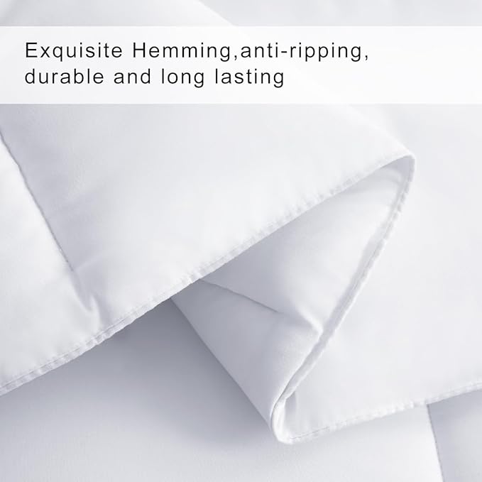 COHOME Quilted California King Size Comforter All Season Quilted Down Alternative Duvet Insert Cooling Reversible Design Luxury Hotel Warm Comforter with Anti-Clump Tech & 8 Tabs - White 96"x104"