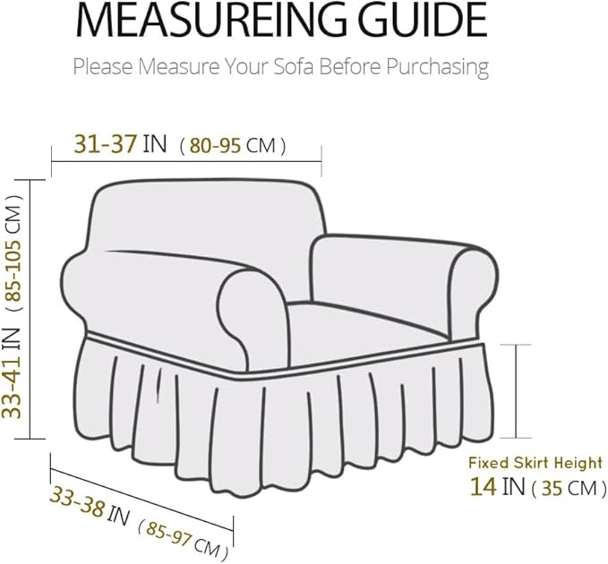 NICEEC Armchair Cover Thick Plush 1-Piece Warm Navy Blue Armchair Slipcover Stretch Fluffy Couch Covers for Living Room Easy Fit Washable Soft Furniture Sofa Protector with Skirt