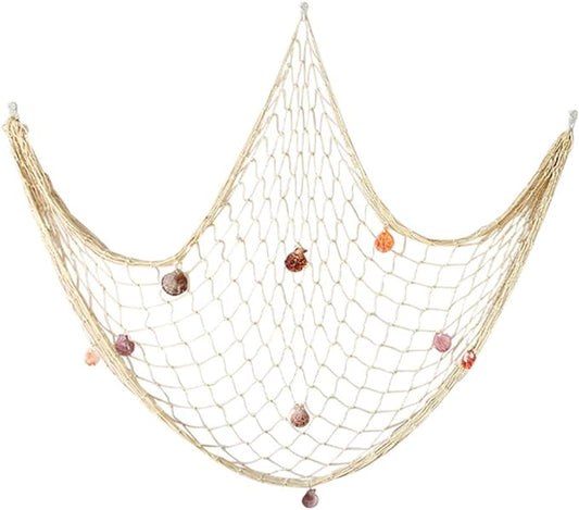 Natural Fishing Net Decor with Shells 79 Inch Beach Theme Decor for Party Home Bedroom Wall Hanging Fish Net Decorations