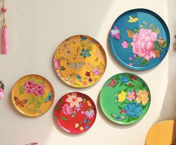 RITUALISTIC Pushpam Wall Plates Set of 5 | Wall Arts For Home Decoration, Living Room, Bedroom, Office Decor, Cafe, Restaurant | Aesthetic Room Decor Items | Christmas gifts