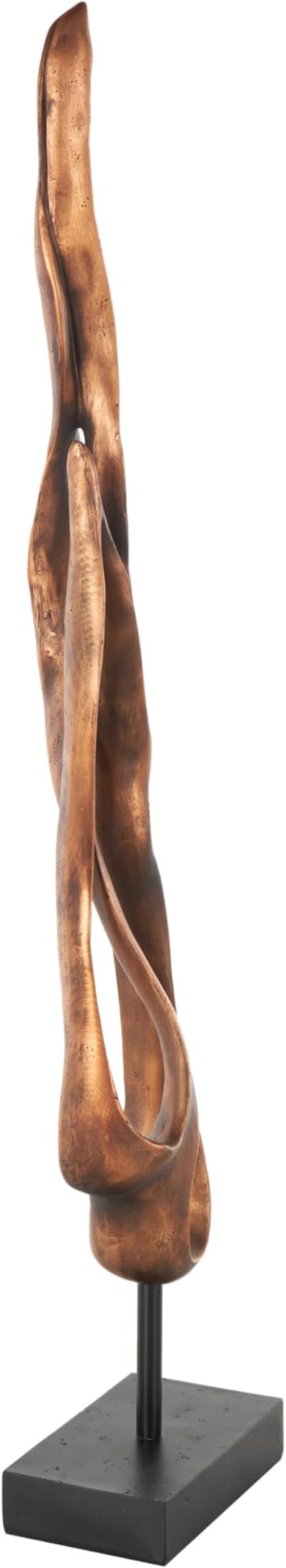 Deco 79 Polystone Abstract Decorative Sculpture Abstract Home Decor Statue with Rectangle Black Base, Accent Figurine 6" x 4" x 32", Bronze