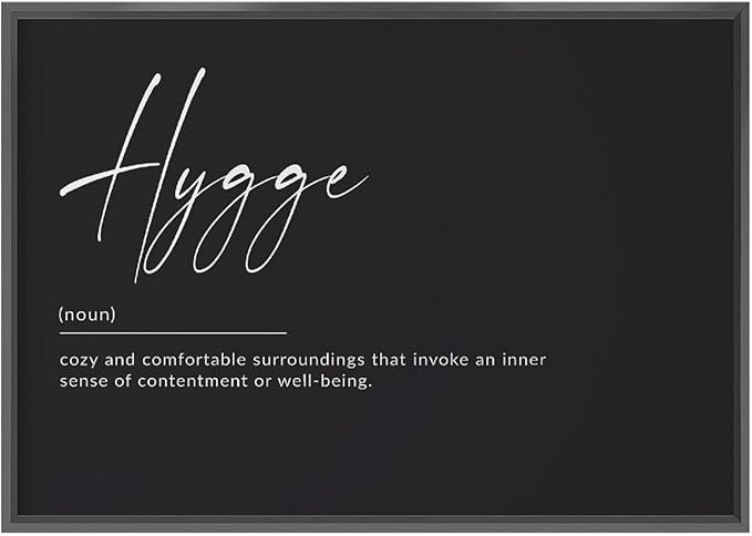 RFDER Hygge Print, Hygge Definition Poster, Hygge Gift, Hygge Sign, Scandinavian Print, Danish Print, Danish Wall Art Office Decor Modern Aluminum Alloy Frame Aluminum Black-style 16x24inch(40x60cm)