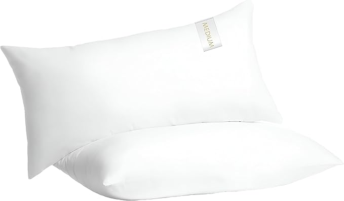 Digital Decor 100% Cotton Luxury Hotel Pillows Queen Size Set of 2, Cooling Hypoallergenic Down Alternative Bed Pillows for Sleeping, Medium Support for Side & Back Sleepers, Made in USA, 30" x 20"