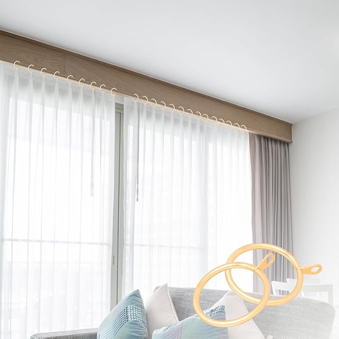 60 pcs 1.5-Inch Inner Diameter Metal Drapery Rings Curtain Rings with Eyelets, Fits Up to 1 1/4-Inch Rod, Warm Gold
