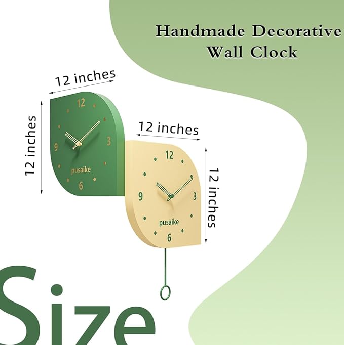 Corner Wall Clock Double Sided with Pendulum, Decorative Silent Clock with 2 Silent Quartz Movement Battery Operated for Indoor Living Room Bedroom Kitchen Office