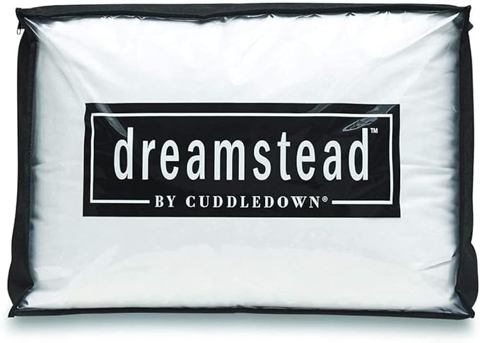 Cuddledown Dreamstead 800 Fill Power Pillow | European White Down | 100% Cotton Shell, Sateen Weave | Hypoallergenic | Handcrafted | Oeko-TEX & RDS Certified | 20" x 30" | Queen | Soft