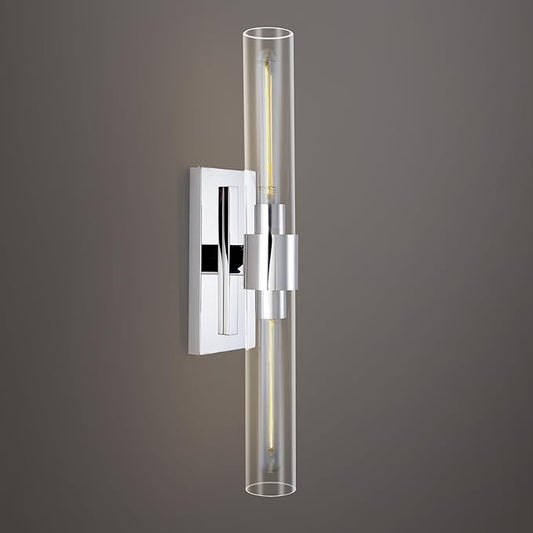Bathroom Vanity Light Fixtures, Glass Tube Wall Sconces, Brushed Brass Base, Bathroom Wall Lights, Bedroom Bedside Wall Light, Wall Lamp For Dressing Table, Living Room, Hallway, Bulb Included