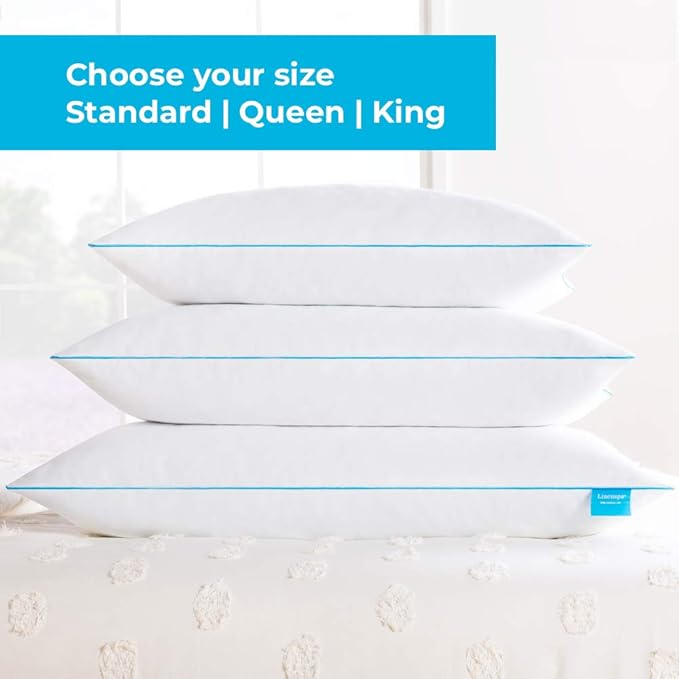 Linenspa Two Pack Shredded Gel Memory Foam Pillow, Queen Size – Cooling Bed Pillow – Soft and Supportive – Side, Stomach, and Back Sleepers – Pack of 2 – CertiPur Certified