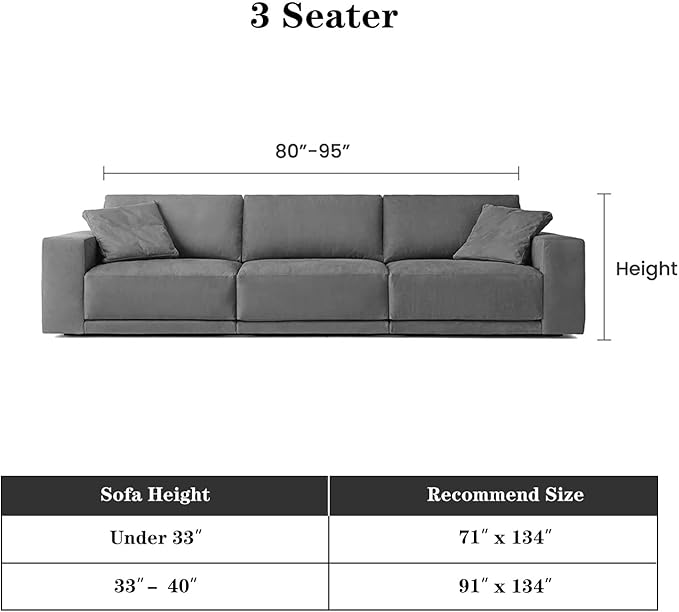 MEETSKY Christmas Couch Covers for 3 Cushion Couch Sofa, Washable Sofa Slipcover Chenille Red Couch Protector Covers for Sectional Sofa Fit for 3 Seat, Thick Soft Sofa Covers for Dogs, 71" x 134"