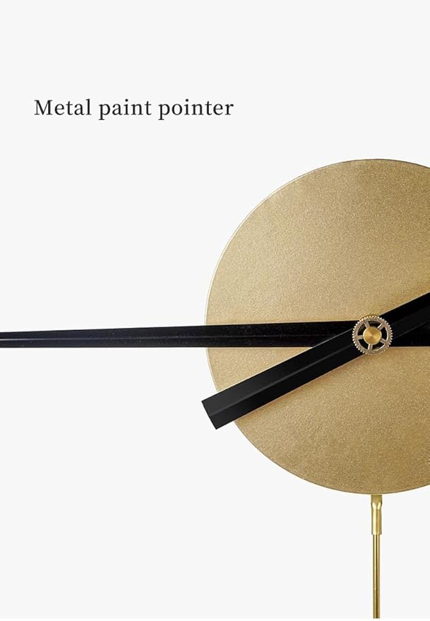 SHISEDECO Classical Large Modern Round Minimalist Wall Clock with Swing Pendulum, Non-Ticking Silent Metal Decorative Creative Art Clocks for Home, Living Room, Bedroom, Study, Office (24", Gold)