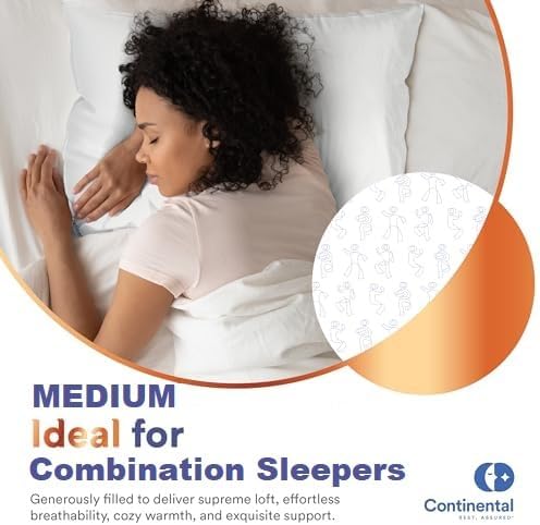 100% Siberian Goose Down Pillow - Medium Support Queen Size, Pack of 1 - Soft and Luxurious Siberian Down Pillow for Side Sleepers, 800 FP, Fine Cotton Shell - Soft with High Loft