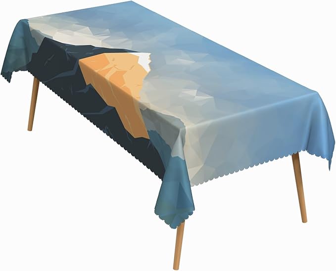 54x78 Inch Nature Rectangular Tablecloth Abstract Snow Mountain Illustration Table Cloth Waterproof Durable Table Cover for Indoor Home Gaming Room Decor