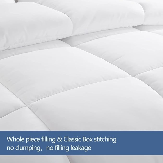 MAPLE DOWN Super King Plus Size Comforter Duvet Insert-Down Alternative Comforter Quilted with Corner Tabs-Lightweight Fluffy Breathable Machine Washable (White, 128“x120“)