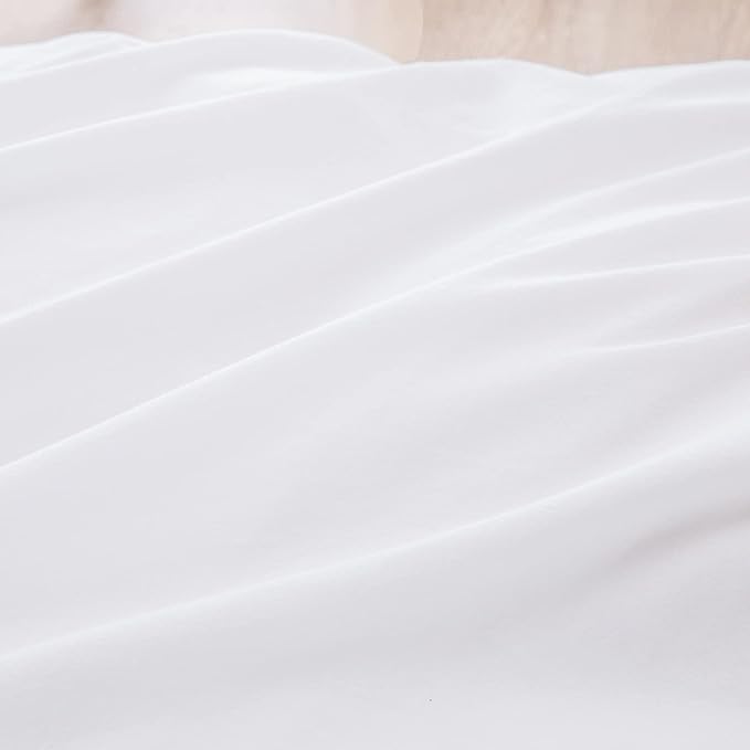 BESTOUCH Duvet Cover Set 100% Washed Cotton Linen Feel Super Soft Comfortable Chic Lightweight 3 PCs Home Bedding Set Solid Bright White Cal King
